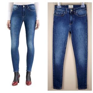 Acne Studios Size 23 Skin 5 Used Blue Skinny Cropped Jeans